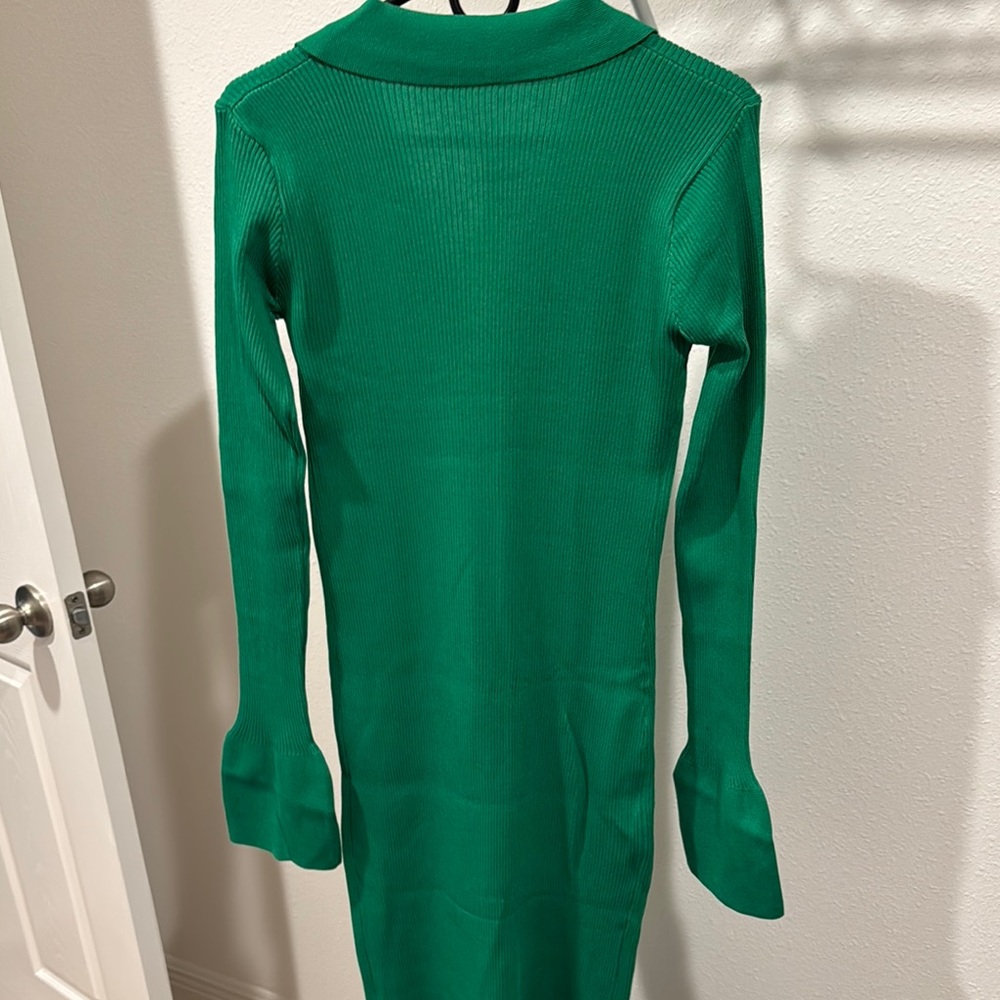 Green Ribbed Knit Dress - Picture 5 of 5